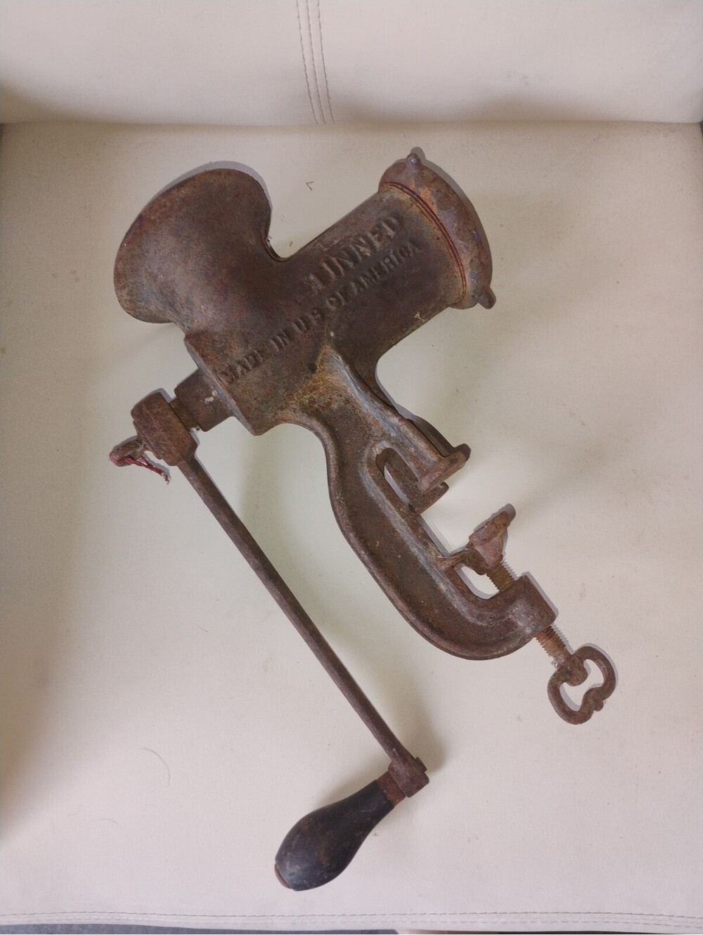 Vintage Enterprise No. 10 Cast Iron Meat Grinder Table Clamp Hand Crank Made USA